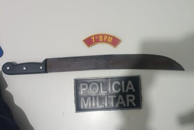 Prisão em Lagarto: homem ameaça companheira com facão e é detido