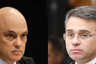 Alexandre de Moraes e André Mendonça no plenário do Supremo